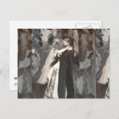 結婚夫婦絵画の結婚はがき ポストカード (正面/裏面)