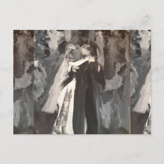 結婚夫婦絵画の結婚はがき ポストカード (正面)