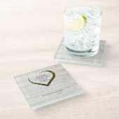 結婚婚約素朴ハート引用文 ガラスコースター (アングル)