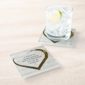 結婚婚約素朴ハート引用文 ガラスコースター (アングル)