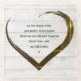 結婚婚約素朴ハート引用文 ガラスコースター