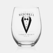 結婚嫁のパーソナライズされた父 ステムなしワイングラス (正面)