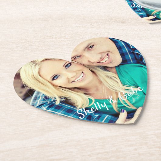 結婚対婚約した対カスタムパーソナライズされた ペーパーコースター (アングル)