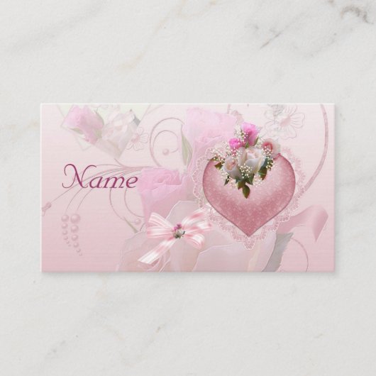 結婚席次カード ピンクフラワー 名前削除 "Name" プレイスカード (正面)