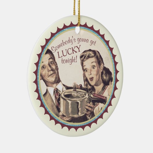 結婚幸運な圧力調理器料理クリスマス セラミックオーナメント (右)