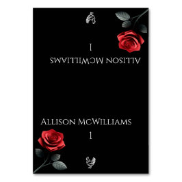 結婚座席表の独身の赤いバラ鳥 テーブルナンバー