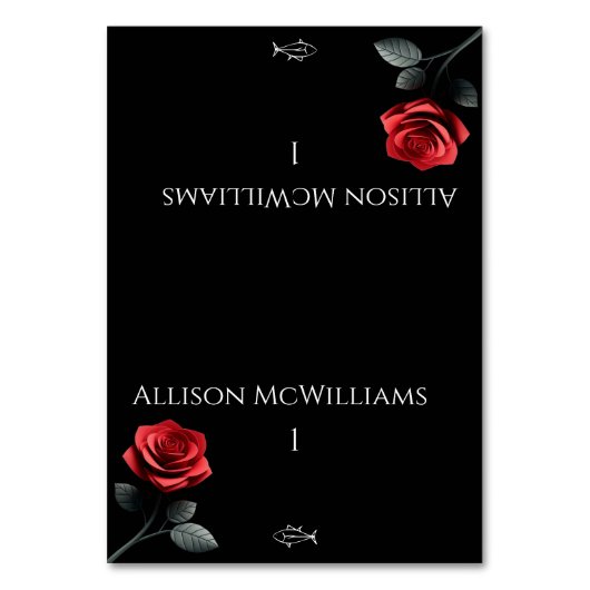 結婚座席表の独身の赤バラ魚 テーブルナンバー (正面)