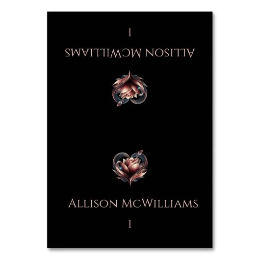 結婚座席表-ハートとのバラ テーブルナンバー (正面)