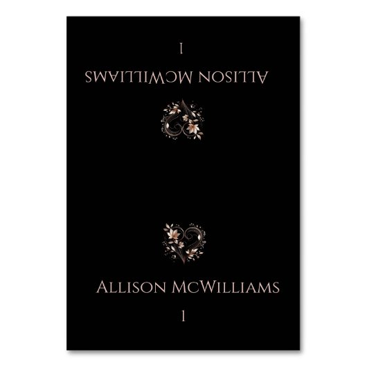 結婚座席表-バラ金ゴールド花 テーブルナンバー (正面)