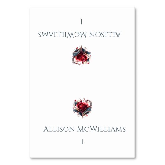 結婚座席表 – 心型モダンバラ テーブルナンバー (正面)