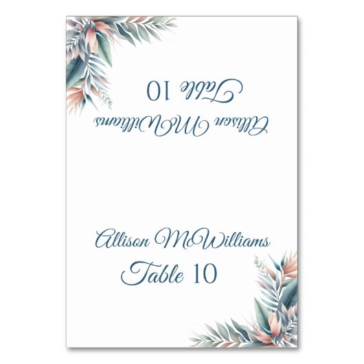 結婚座席表 – 熱帯ドリーム – ベジタリアン- テーブルナンバー (正面)