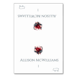 結婚座席表 – 豚肉アイコン – ハート型バラ テーブルナンバー