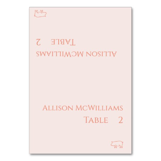 結婚座席表 – 豚肉アイコン – 赤面 テーブルナンバー (正面)