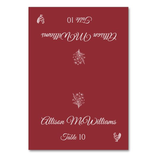 結婚座席表 – 野花 – 家きん – テーブル テーブルナンバー (正面)