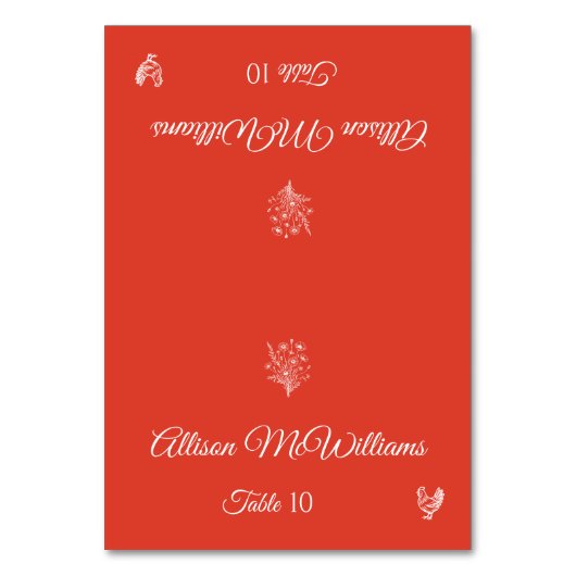 結婚座席表 – 野花 – 家きん – テーブル テーブルナンバー (正面)