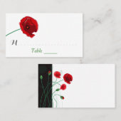 結婚座席表 | Red Poppies |黒、緑 プレイスカード (正面/裏面)