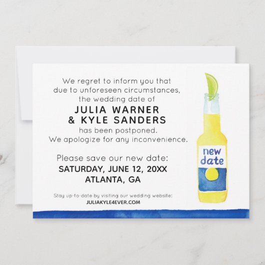 結婚延期のお知らせカード (正面)