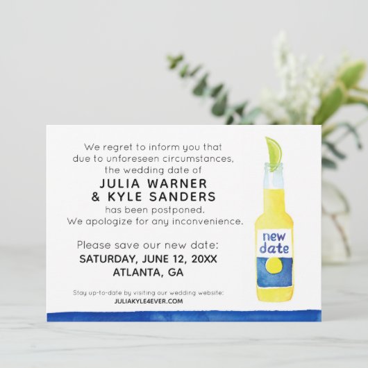 結婚延期のお知らせカード (スタンド正面)