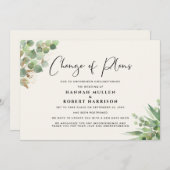 結婚延期のお知らせカード  ユーカリクリーム 案内状 (正面/裏面)