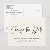 結婚延期のお知らせカード ライトクリーム 案内ポストカード (正面/裏面)