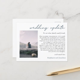 結婚延期のお知らせ ポストカード 現代的なスクリプト