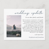 結婚延期のお知らせ ポストカード 現代的なスクリプト (正面)