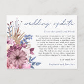 結婚延期のお知らせ モダンなスクリプトとフラワーズ 案内ポストカード (正面)