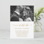 結婚延期のお知らせ 偽の金箔 私たちはまだ結婚します フォト 案内状 (スタンド正面)