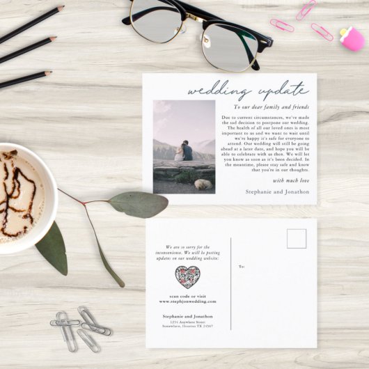 結婚延期写真更新QRコードスクリプト 案内ポストカード