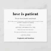 結婚延期案内 ラブ・イズ・ペイシャント 新しい日付を保存 案内ポストカード (正面)