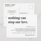 結婚延期 何があろうとも愛は変わらない 案内ポストカード (正面/裏面)