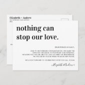 結婚延期 何も愛を止めることはできない 案内ポストカード (正面/裏面)