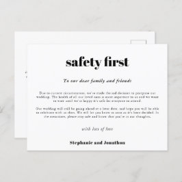 結婚延期 安全第一 COVID スクリプト 白 案内ポストカード