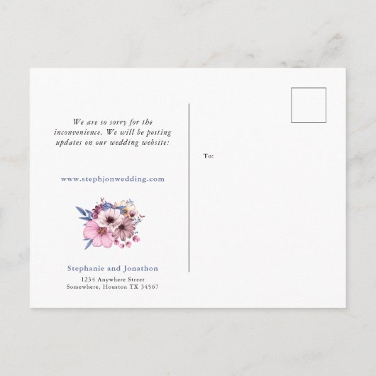 結婚延期 安全第一 COVID フラワーズ 案内ポストカード (裏面)