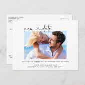 結婚延期 新日程 フォト & ハート 案内ポストカード (正面/裏面)