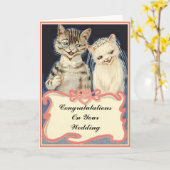 結婚式おめでとう ヴィンテージ猫 カード (黄色い花)