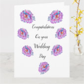 結婚式おめでとう。巨大なハイビスカスの花の車 カード (黄色い花)