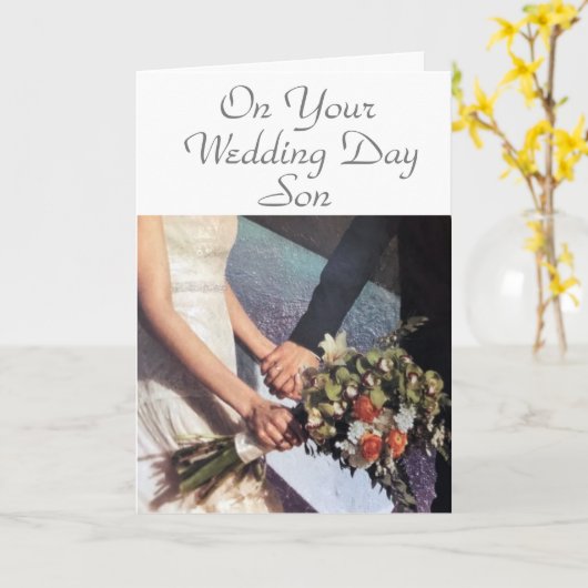 結婚式おめでとう **息子** カード (黄色い花)