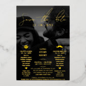 結婚式おもしろいは日付を保存する 箔招待状 (正面)