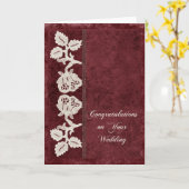 結婚式および古いレース カード (黄色い花)