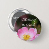 結婚式かわいらしの野生のピンクのバラの花のボタン。 缶バッジ (正面&裏面)