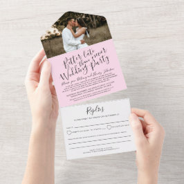 結婚式が遅くなっても大丈夫　ブラックとピンクの写真 オールインワン招待状