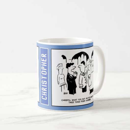 結婚式でベストマンが花婿に警告。ユーモア コーヒーマグカップ (正面右)