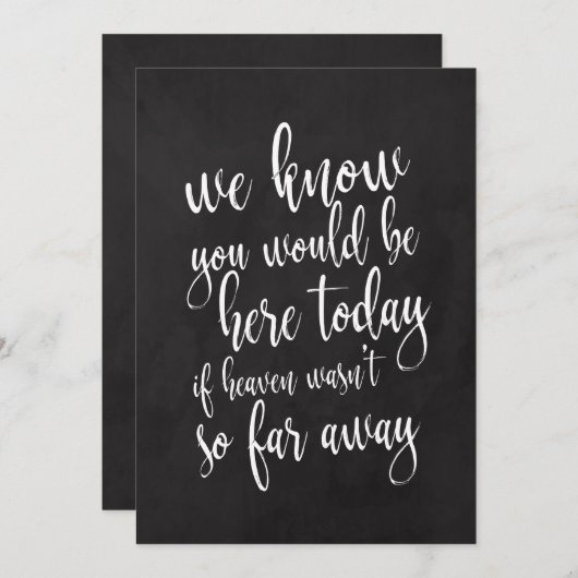 結婚式で使える手頃な価格の黒板メモリアルサイン 招待状 (正面/裏面)