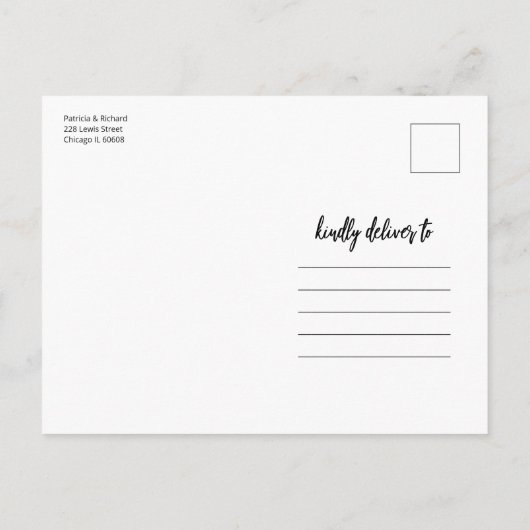 結婚式で我々に会う日付3の写真を保存 ポストカード (裏面)