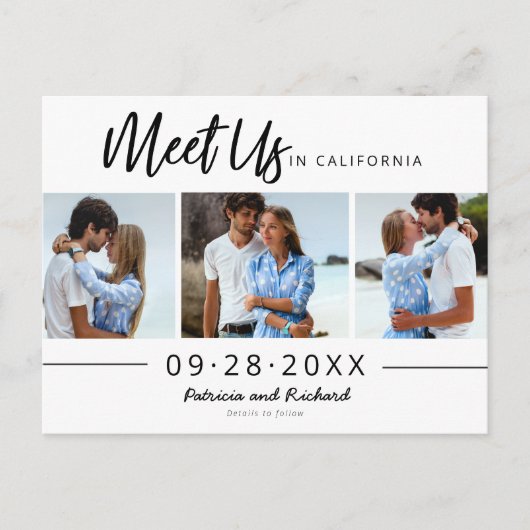 結婚式で我々に会う日付3の写真を保存 ポストカード (正面)