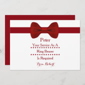 結婚式で指輪を運んで来る人としてあなたのサービスは要求された赤い弓です 招待状 (正面/裏面)