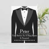 結婚式で指輪を運んで来る人の花婿の付添人としてあなたのサービス 招待状 (スタンド正面)