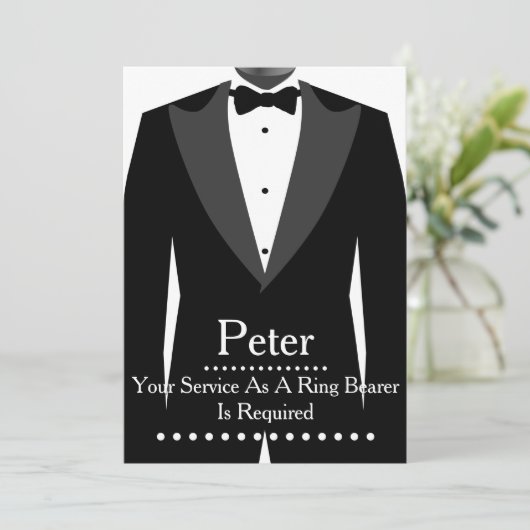 結婚式で指輪を運んで来る人の花婿の付添人としてあなたのサービス 招待状 (スタンド正面)