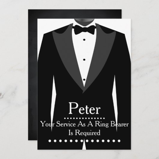 結婚式で指輪を運んで来る人の花婿の付添人としてあなたのサービス 招待状 (正面/裏面)